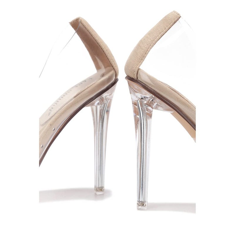 Cape Robbin Clear Pointed Toe Heels for Women- Pointy Heels for Women with Transparent Upper, 3.75 inch Lucite Heel & Genuine Leather Insole- Classy Clear Pumps (Glass Doll) - Nude Size 8.5 - Image 4